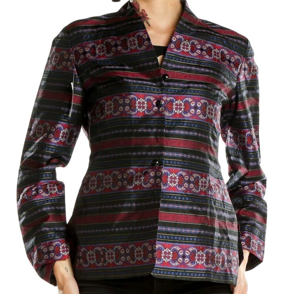Talbots Vintage 100% Silk Asian Inspired Stunning Blazer Size 14